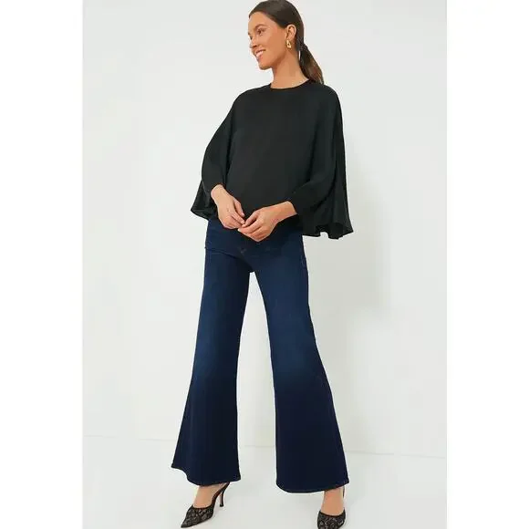 TUCKERNUCK Black Satin Twill Selma Cape Blouse NWT Size XL - Picture 6 of 9